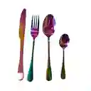 Set Cubiertos De Acero Inoxidable Tornasol Multicolor 24 Piezas Plateadas Utensilios Vajilla