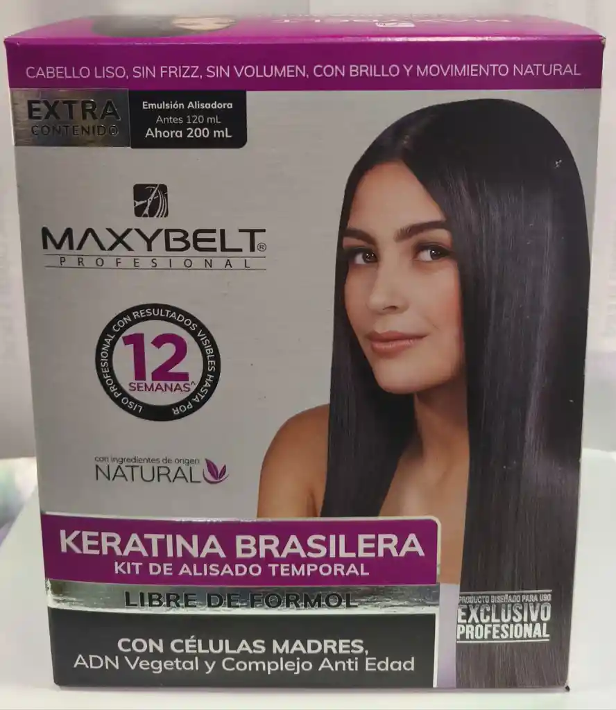 Keratina Maxibelt Brasilera 200 Ml Kit Alisado Temporal
