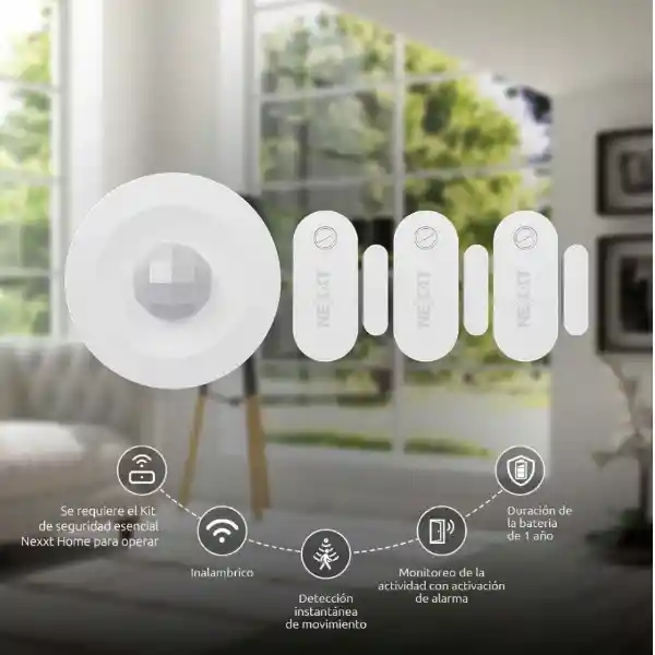 Combo Sensor Nexxt Movimiento Y X3 Sensor Ventana/puerta