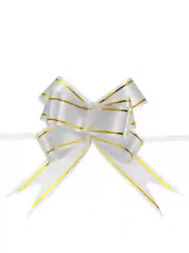 Moño Magico De Cinta Metalizado Para Regalo Plateado X1