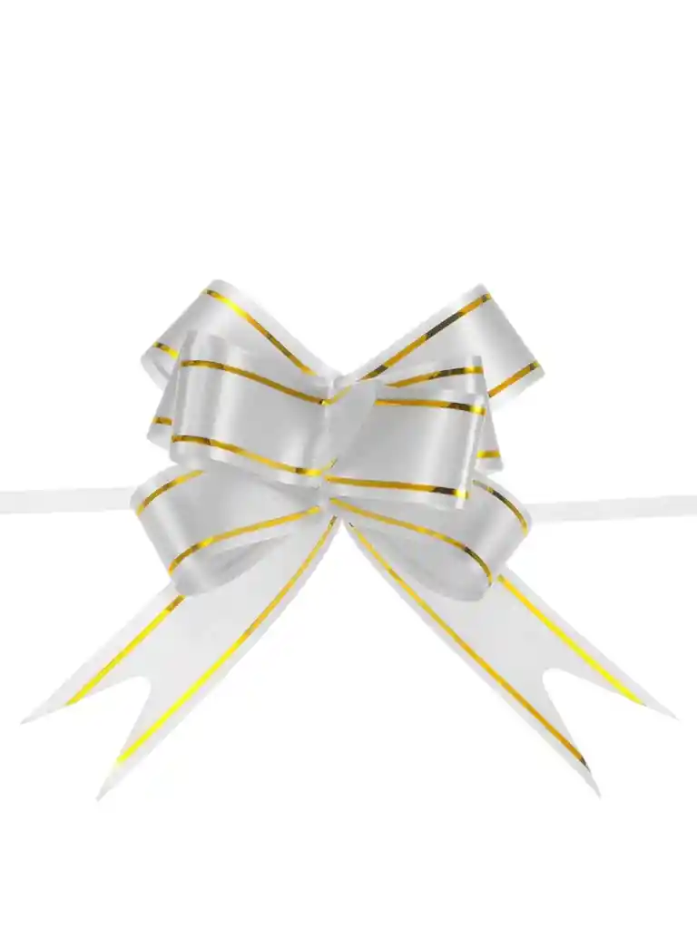 Moño Magico De Cinta Metalizado Para Regalo Plateado X1