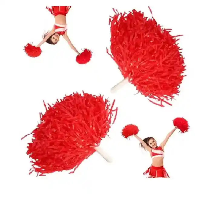 Pompones De Porristas Porras Plasticos Rojos X 2
