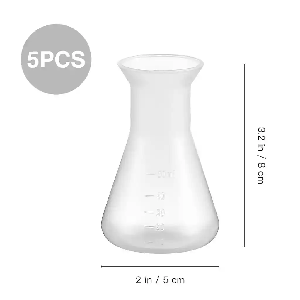 Juego De Frascos Cónicos De Plástico De 1.7 Fl Oz, Escala Transparente, Frasco Cónico Científico Para Laboratorio Escolar