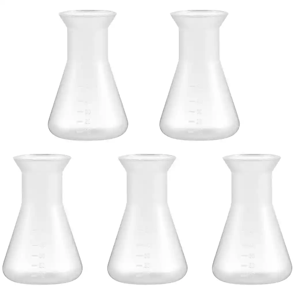 Juego De Frascos Cónicos De Plástico De 1.7 Fl Oz, Escala Transparente, Frasco Cónico Científico Para Laboratorio Escolar