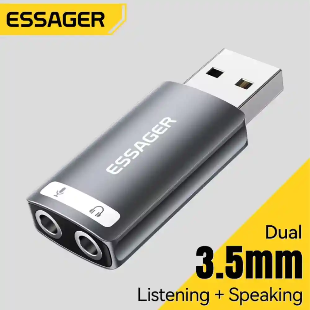 Adaptador Usb A Jack 3.5 Tarjeta De Sonido Microfono Externa