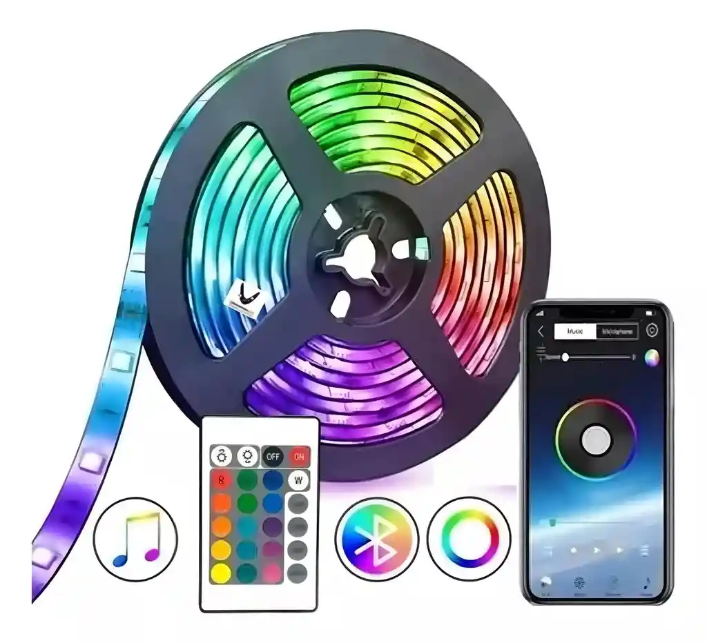 Cinta Led Rgb Bluetooth Luces Tv Hogar 10mts Luz Color Rgb