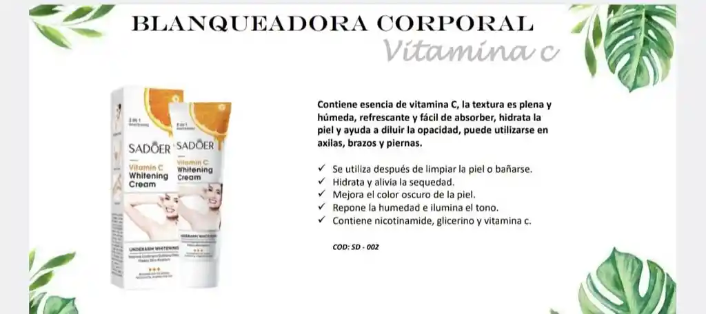 Crema Blanqueadora Corporal
