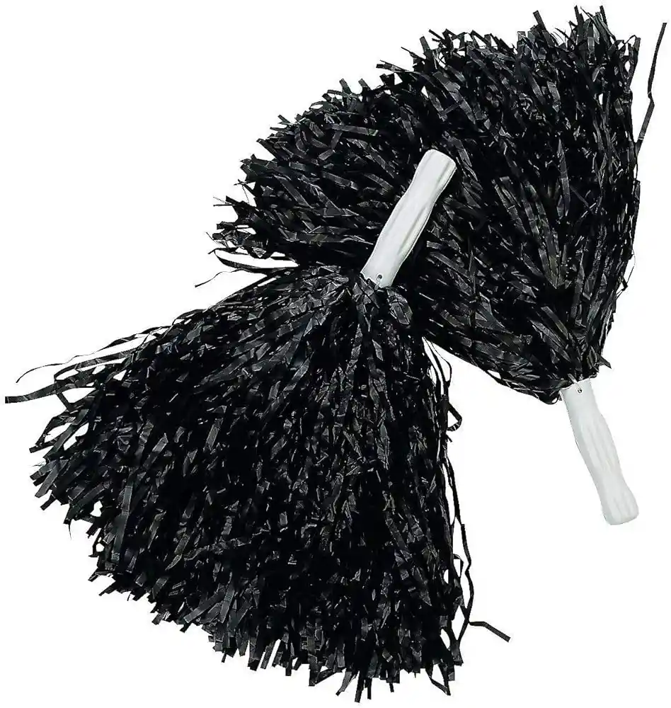 Pompones De Porristas Porras Plasticos Negros X2