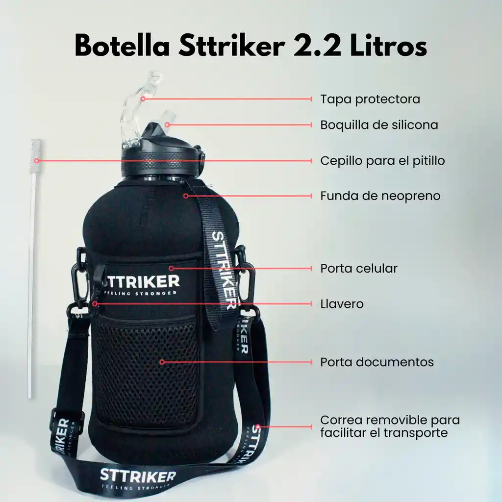 Termo Sttriker Medio Galón 2,2l Agua Bolso Funda Estuche