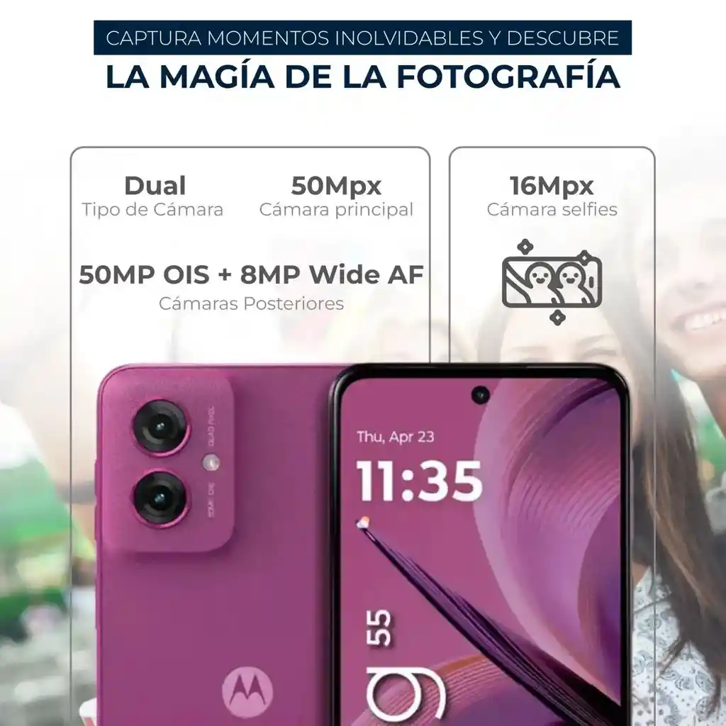 Celular Motorola Moto G55 5g 256gb /8gb Pink + Band 9 Active Wht