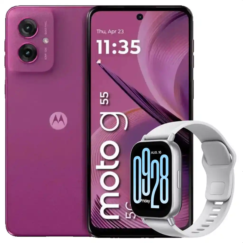 Celular Motorola Moto G55 5g 256gb /8gb Pink + Watch 5 Active Slv