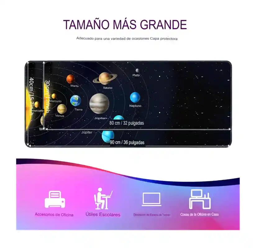 Alfombrilla De Sisitema Solar Pad Mouse Con Base Antideslizante
