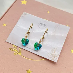 Aretes Corazón Swarovski Verde
