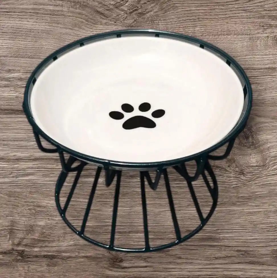 Plato Para Mascota Alto Con Base En Ceramica 002