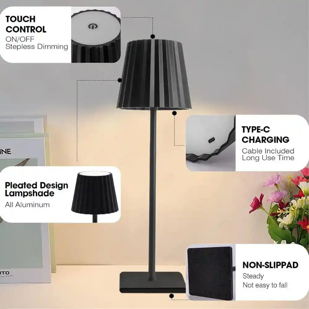Lampara Led De Mesa Escritorio Recargable Tactil Diseño Elegante Hf001