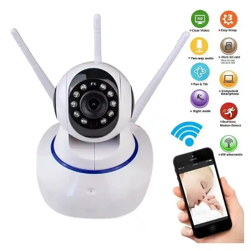 Cámara Seguridad Robot Wifi Nocturna Hd 1080p 3 Antenas