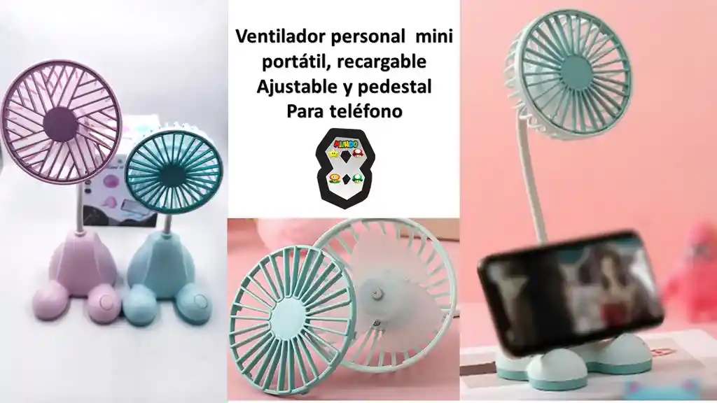 Ventilador Mini Recargable Con Pedestal Telefono