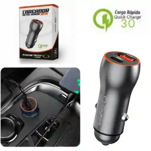 Cargador Carro Cigarrera 38w Carga Rapida Usb Tipo C