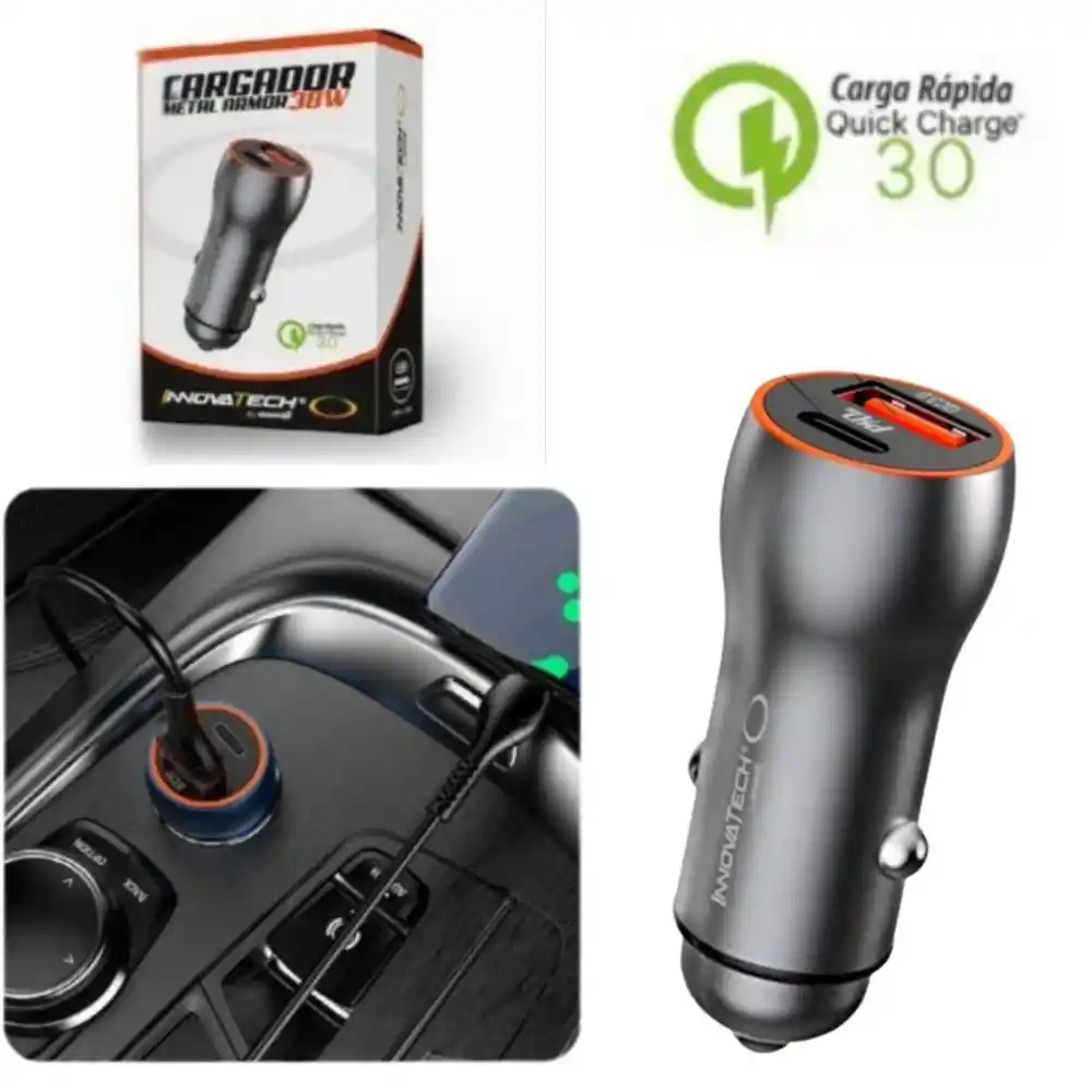 Cargador Carro Cigarrera 38w Carga Rapida Usb Tipo C