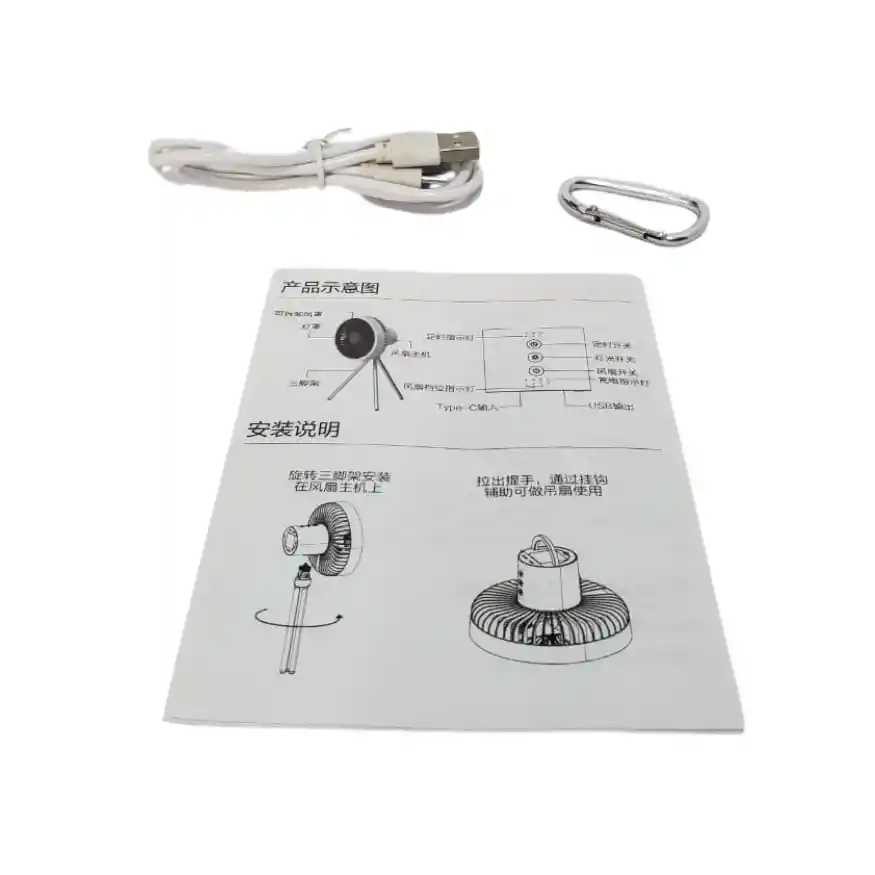 Ventilador Con Tripode Y Gancho Para Colgar Con Cable Usb