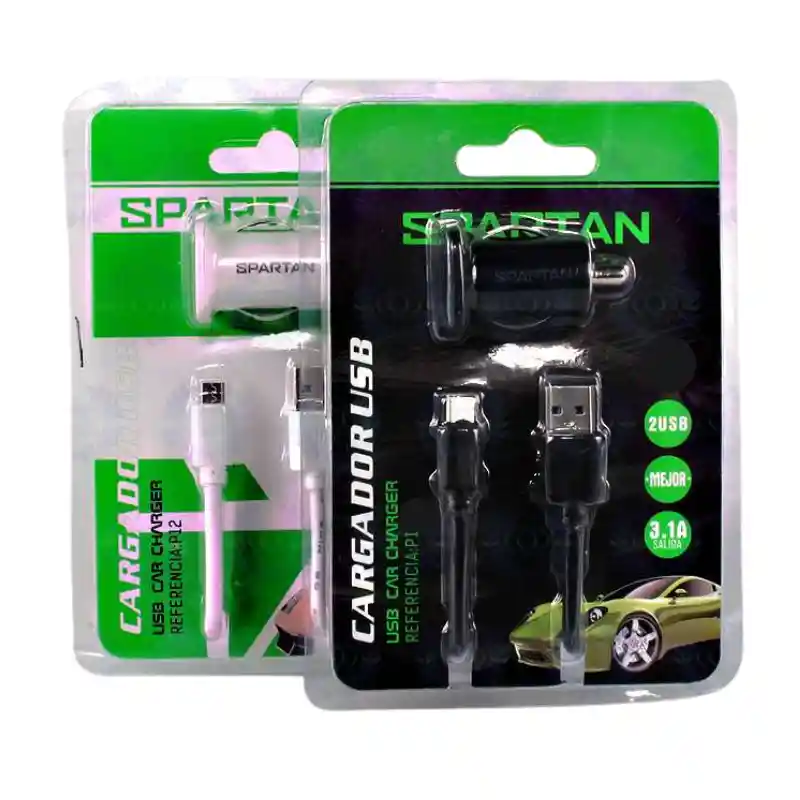 Cargador Carro Auto Doble Puerto Usb Dual Celular Spartan P12