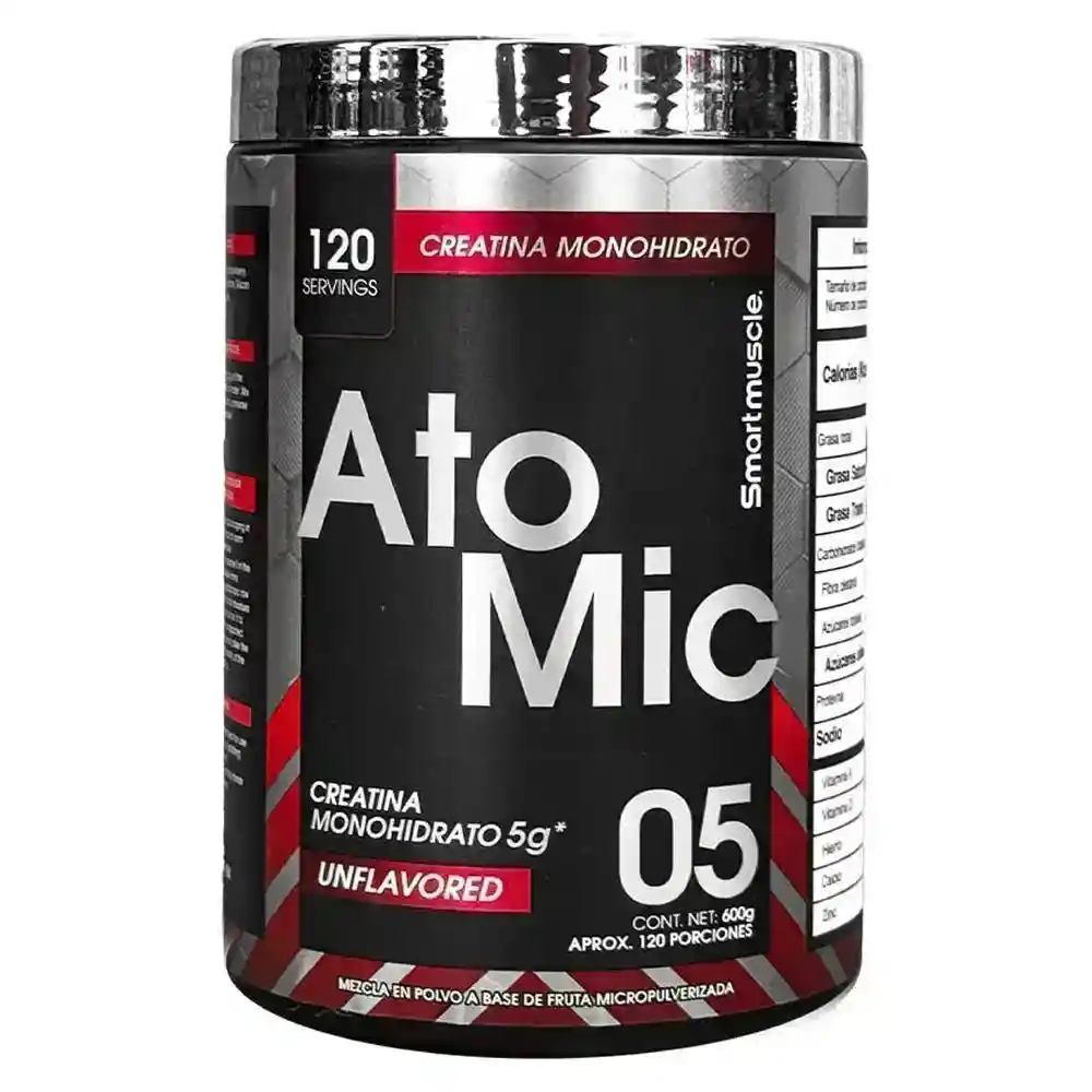 Atomic Monohidrato Smartmuscle 120 Servicios Sin Sabor