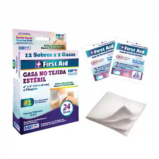 Gasa  No Tejida Estéril 4" X 4" (10 Cm X 10 Cm) X 2 Esponjas - Caja X 12