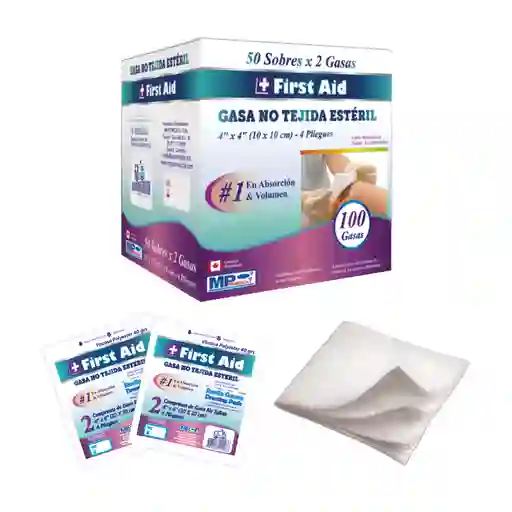 Gasa  No Tejida Estéril 4" X 4" (10 Cm X 10 Cm) X 2 Esponjas -caja X 50
