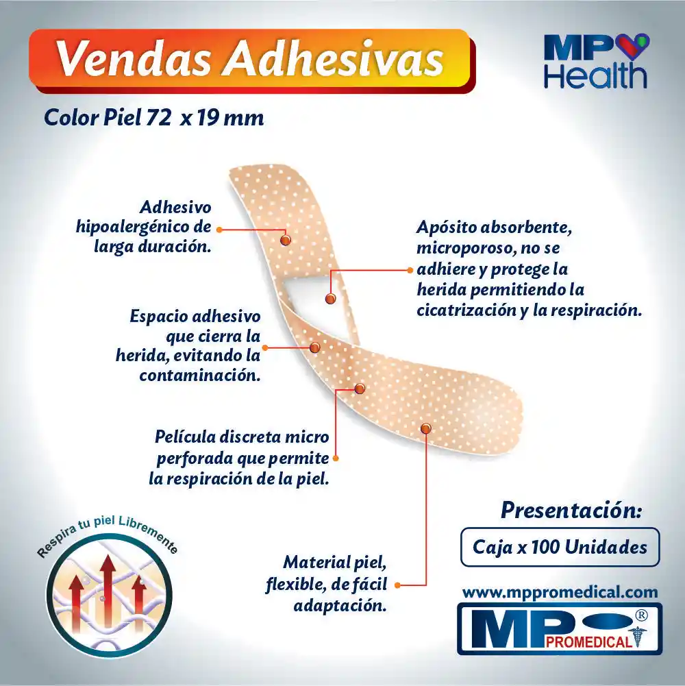 Curas Adhesivas Tira Piel Caja X 100