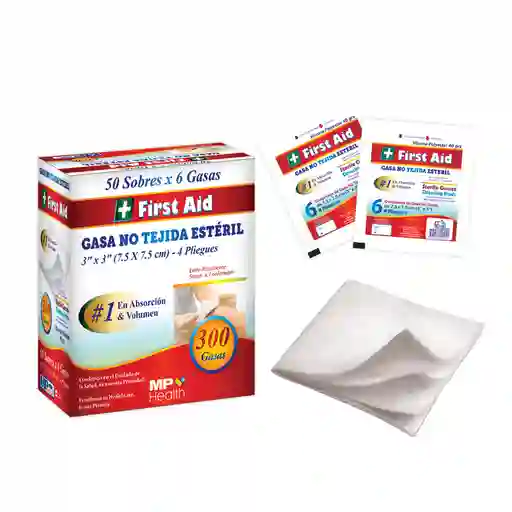 Gasa  No Tejida Estéril 3" X 3" (7.5 Cm X 7.5 Cm) X 6 Esponjas - Caja X 12