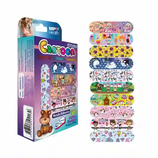 Curas Adhesivas Cartoon Niña Caja X 50