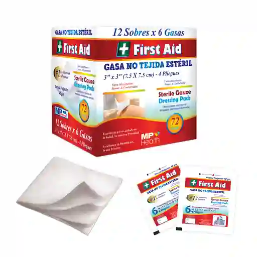 Gasa  No Tejida Estéril 3" X 3" (7.5 Cm X 7.5 Cm) X 6 Esponjas - Caja X 50