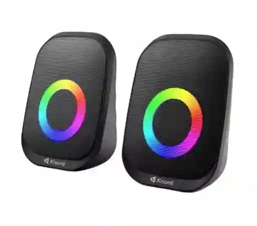 Parlante Pc Multimedia Luces Rgb Kisonli X7 Usb Auxiliar
