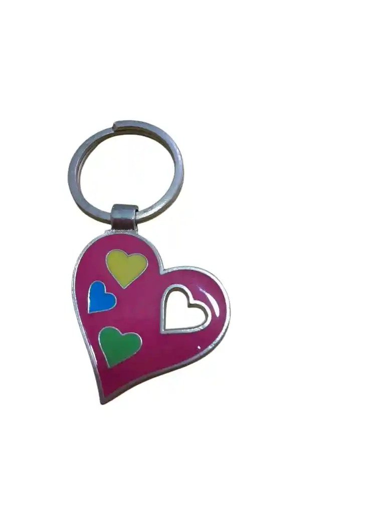 Llavero Metalico Corazon Color Rosado