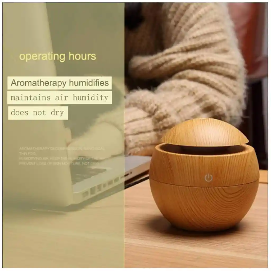 Difusor Aromático Humidificador Led 160ml + Esencia