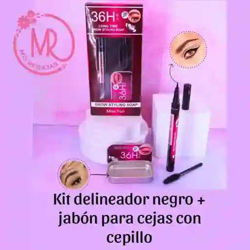 Delineador Negro+ Jabón Para Cejas (incluye Cepillo Para Cejas)