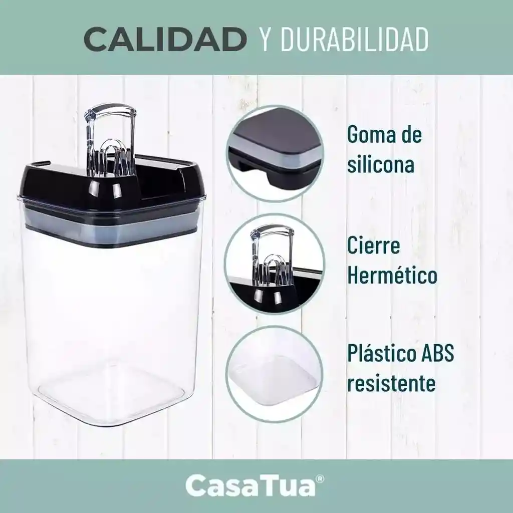 Set X5 Recipientes Acrílicos Conservadores De Alimentos Hermeticos