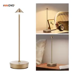 Lampara Led Slim De Mesa Táctil 3 Tonos Innovo Led Recargable Gold