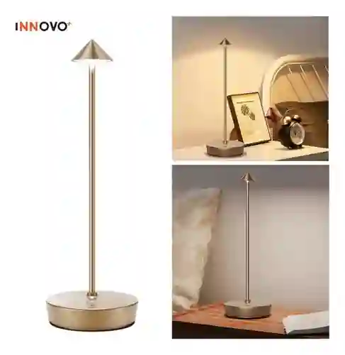 Lampara Led Slim De Mesa Táctil 3 Tonos Innovo Led Recargable Gold