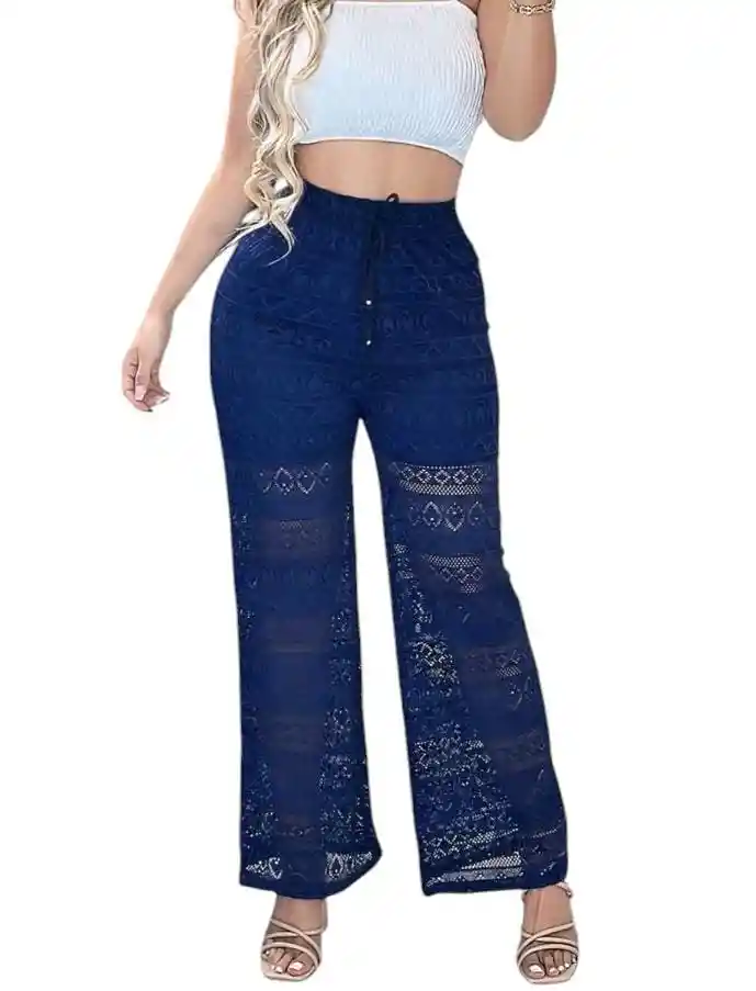 Pantalón Palazzo Encaje (ojalillo) Con Short