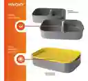 Porta Comidas Lonchera Alimentos 2 Niveles Doble Compartimiento Gris Innovo Home