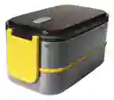 Porta Comidas Lonchera Alimentos 2 Niveles Doble Compartimiento Gris Innovo Home