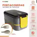 Porta Comidas Lonchera Alimentos 2 Niveles Doble Compartimiento Gris Innovo Home