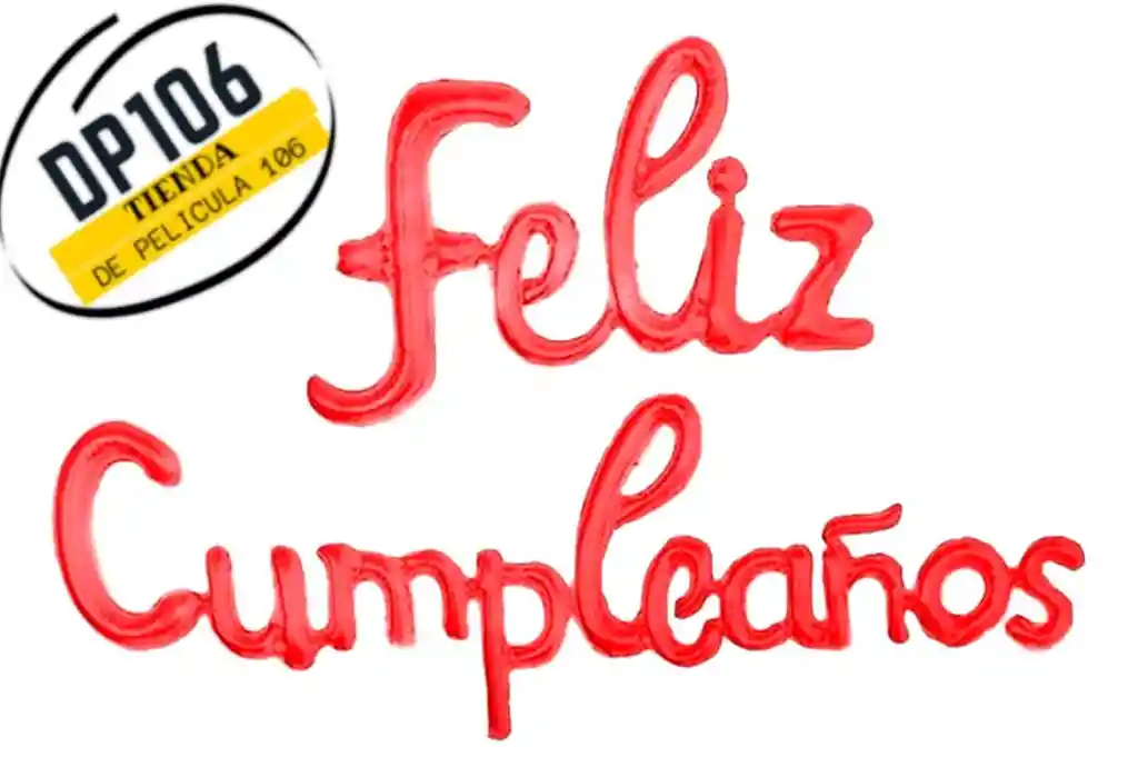 Globo Feliz Cumpleaños Rojo Letra Cursiva