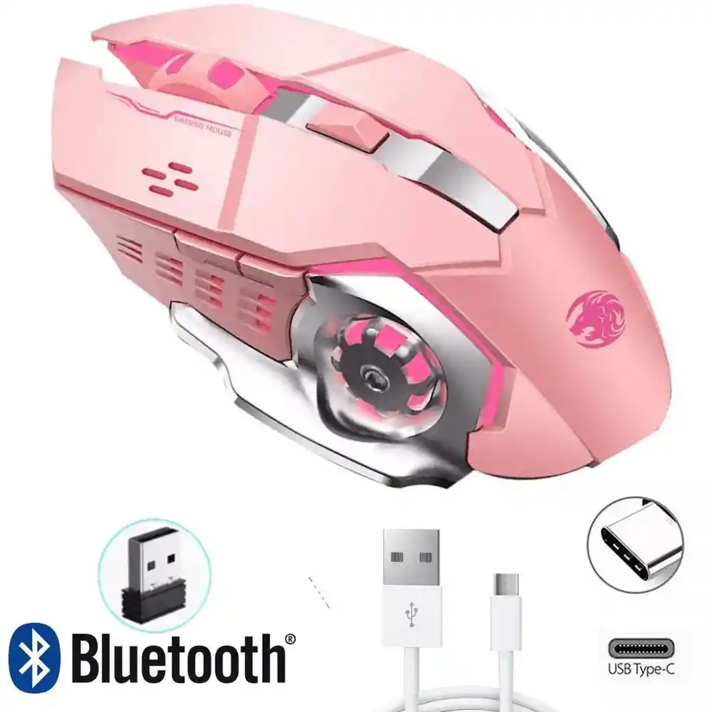 Mouse Gamer Inalambrico 2 En 1 Bluetooth Y Receptor Recargable Rgb