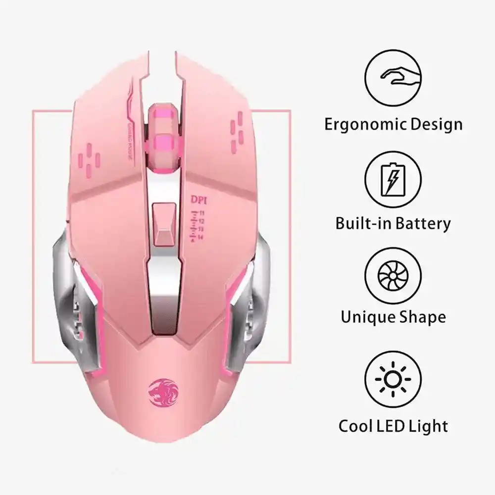 Mouse Gamer Inalambrico 2 En 1 Bluetooth Y Receptor Recargable Rgb