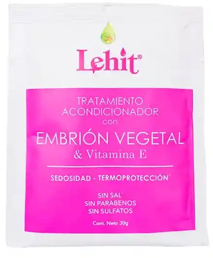Tratamiento Acondicionador Capilar, Embrion Vegetal Y Vitamina E - Termoprotector 30g Lehit