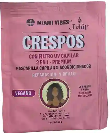 Mascarilla Capilar Y Acondicionador Con Filtro Uv Para Crespos - Reparacion Y Brillo Lehit 30g
