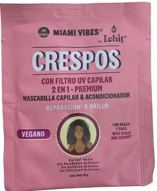 Mascarilla Capilar Y Acondicionador Con Filtro Uv Para Crespos - Reparacion Y Brillo Lehit 30g