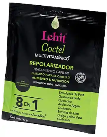 Tratamiento Acondicionador Capilar Repolarizador Coctel Multivitaminico 8 En 1 - 30g Lehit